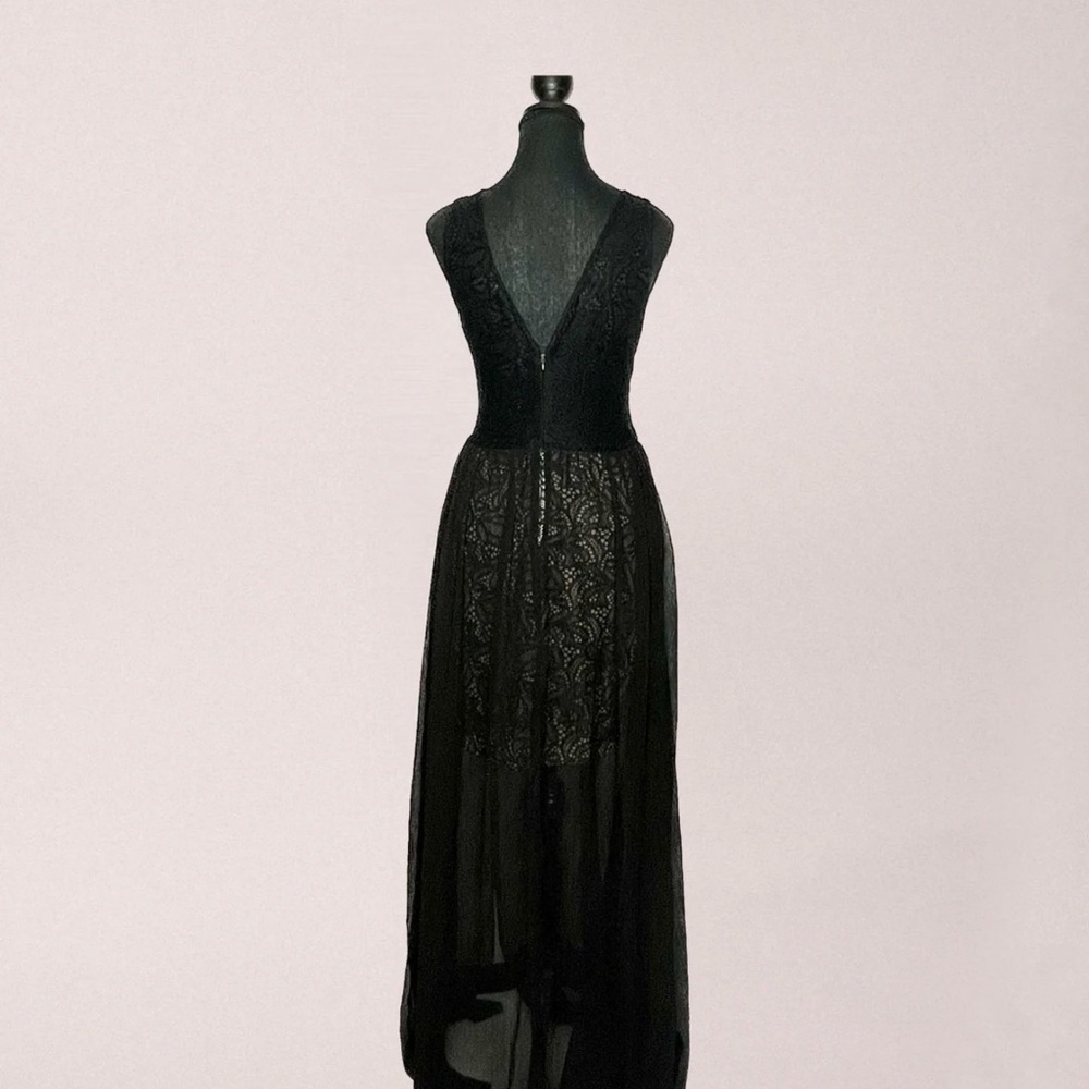 Dynamite Black Sheer Lace Backless Dress